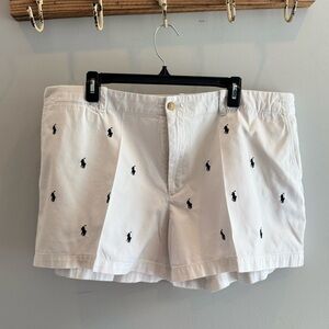 Ralph Lauren White Bermuda Shorts Polo Logo Pattern